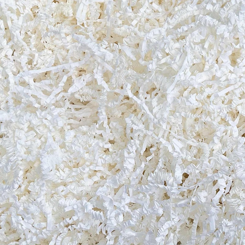 RISHACA 2.2 lb White Crinkle Cut Shredded Paper | Crinkle Paper Filler & Gift Basket Filler for Holiday Boxes, Bridesmaid Gifts, Halloween Stuffers & More - Image 1